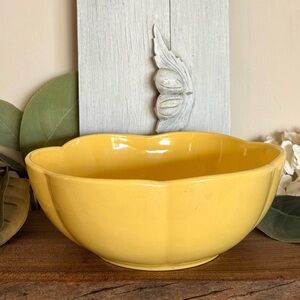 Vintage Scalloped Yellow, California Pottery Decorative Bowl